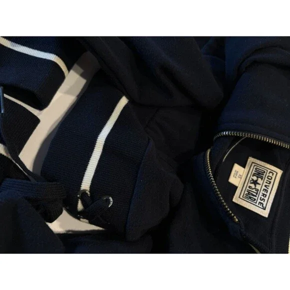VTG Converse One Star Navy Blue Zip Stretch Sweater Jacket Size XS Rare HTF WMN - Picture 2 of 9